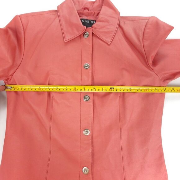 BERNARDO Vintage 90s Button Down Leather Jacket Western Horse Girl Coral Pink - Picture 3 of 8